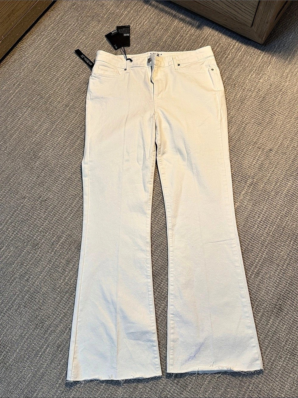 Paige High Rise Laurel Canyon High Rise Boot Wide Leg Jeans in White Waist 31